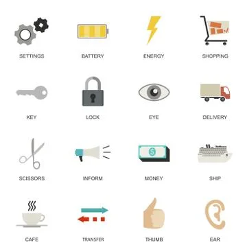 Set of Universal flat icons. Illustrazione stock