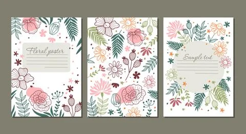 Set of universal floral templates Stockillustratie