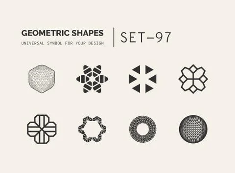 Set of universal minimal geometric Stock Illustration