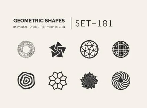 Set of universal minimal geometric Stock Illustration
