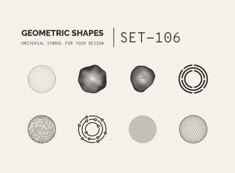 Set of universal minimal geometric Stock Illustration