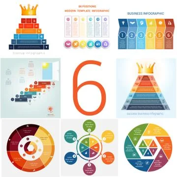 Set universal templates elements Infographics conceptual cyclic processes for Stock Illustration