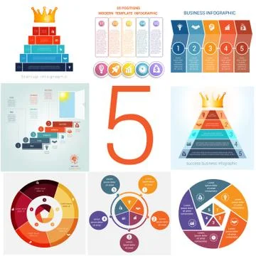 Set universal templates elements Infographics conceptual cyclic processes for Stock Illustration