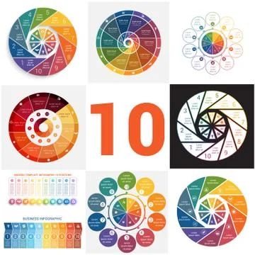 Set universal templates elements Infographics conceptual cyclic processes for Stock Illustration