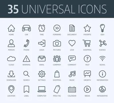 Set of universal thin line icons for print or web Stock-Illustration