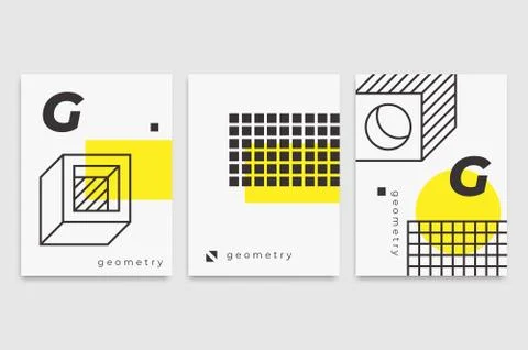 Set universal trend posters  Linear geometric shapes Stock Illustration