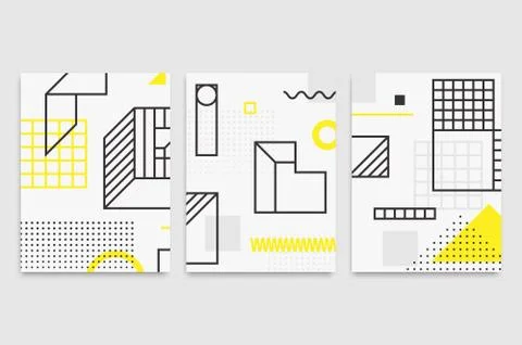 Set universal trend posters  Linear geometric shapes Stock Illustration