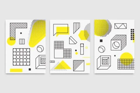 Set universal trend posters  Linear geometric shapes Stockillustratie