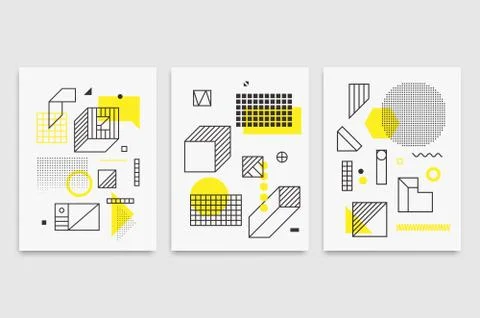 Set universal trend posters  Linear geometric shapes Stock Illustration