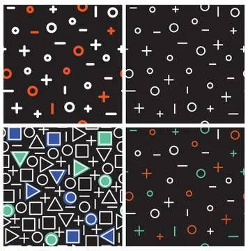 Set of universal vector fashion geometric seamless patterns Stock Illustration
