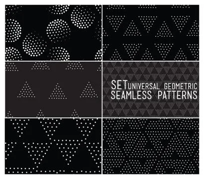 Set of universal vector geometric seamless pattern Stock Illustration