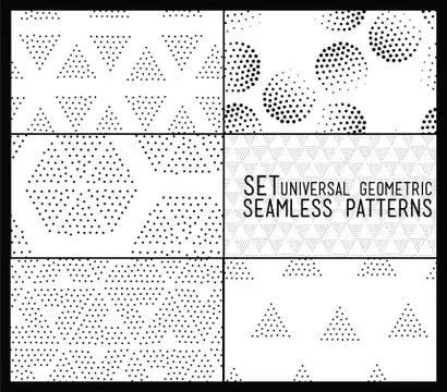 Set of universal vector geometric seamless pattern Stock Illustration