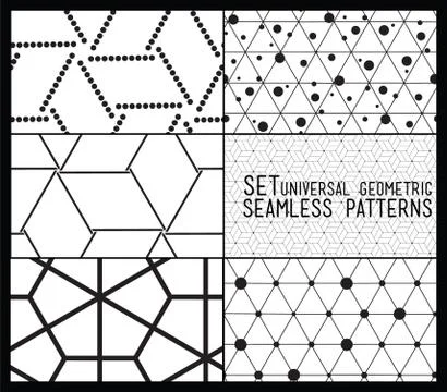 Set of universal vector geometric seamless pattern Stock Illustration