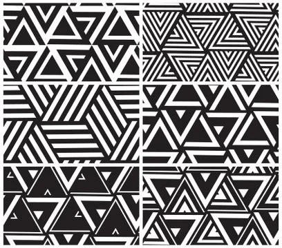 Set of universal vector geometric seamless pattern Stock Illustration