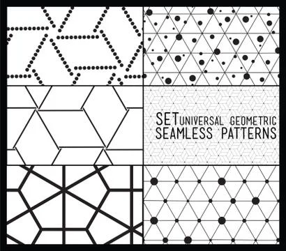 Set of universal vector geometric seamless pattern Stock Illustration