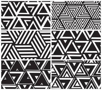 Set of universal vector geometric seamless pattern Stock Illustration