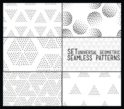 Set of universal vector geometric seamless pattern Illustrazione stock