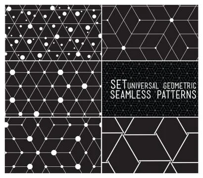 Set of universal vector geometric seamless pattern Stock Illustration