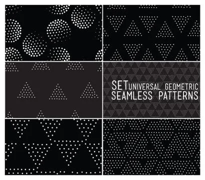 Set of universal vector geometric seamless pattern Stock Illustration