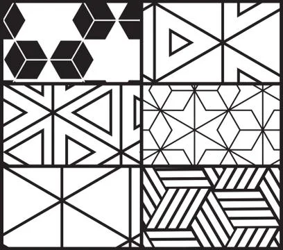 Set of universal vector geometric seamless pattern Stock Illustration
