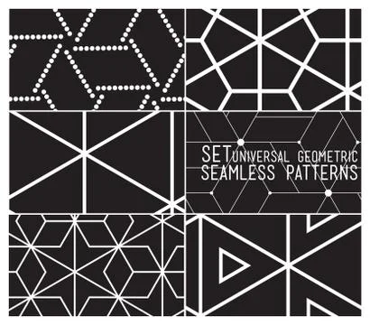 Set of universal vector geometric seamless pattern Stock Illustration