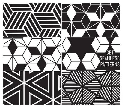 Set of universal vector geometric seamless pattern イラスト素材