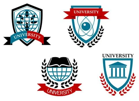 Set of university and education emblems 스톡 일러스트