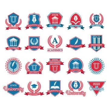 Set of University Logo Elements Stock Illustration
