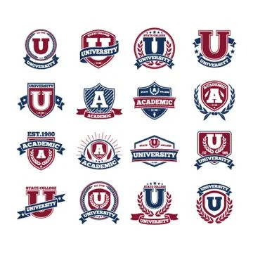 Set of University Logo Elements Stock Illustration
