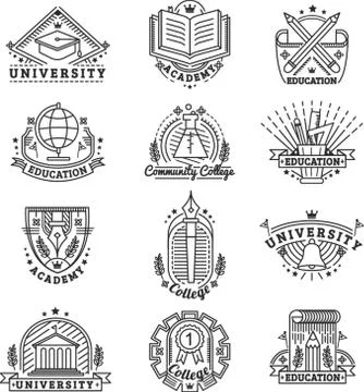 Set of University Logo Elements Stock Illustration