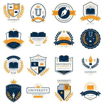 Set of University Logo Elements Stock Illustration