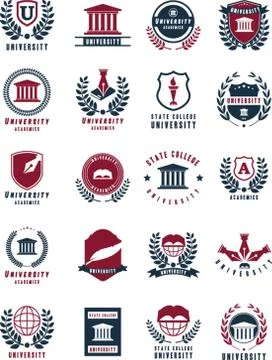 Set of University Logo Elements Stock Illustration