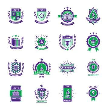Set of University Logo Elements Stock Illustration