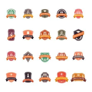 Set of University Logo Elements Stock Illustration