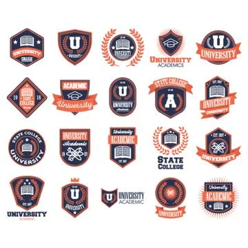 Set of University Logo Elements Stock Illustration