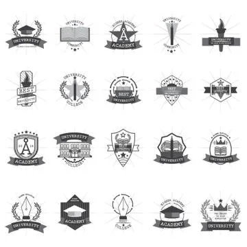 Set of University Logo Elements Stock Illustration