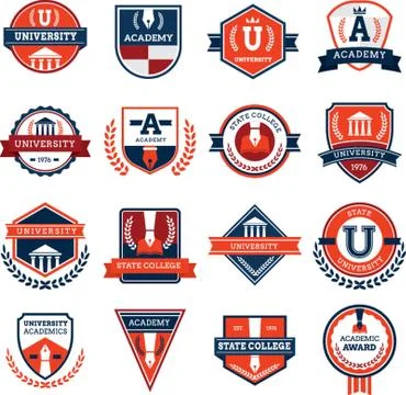 Set of University Logo Elements Stock Illustration