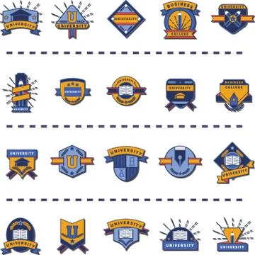 Set of University Logo Elements Stock Illustration
