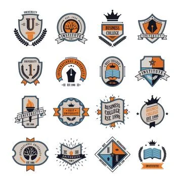 Set of University Logo Elements Stock Illustration