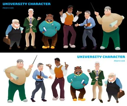 Set of university professors. Stock Illustration