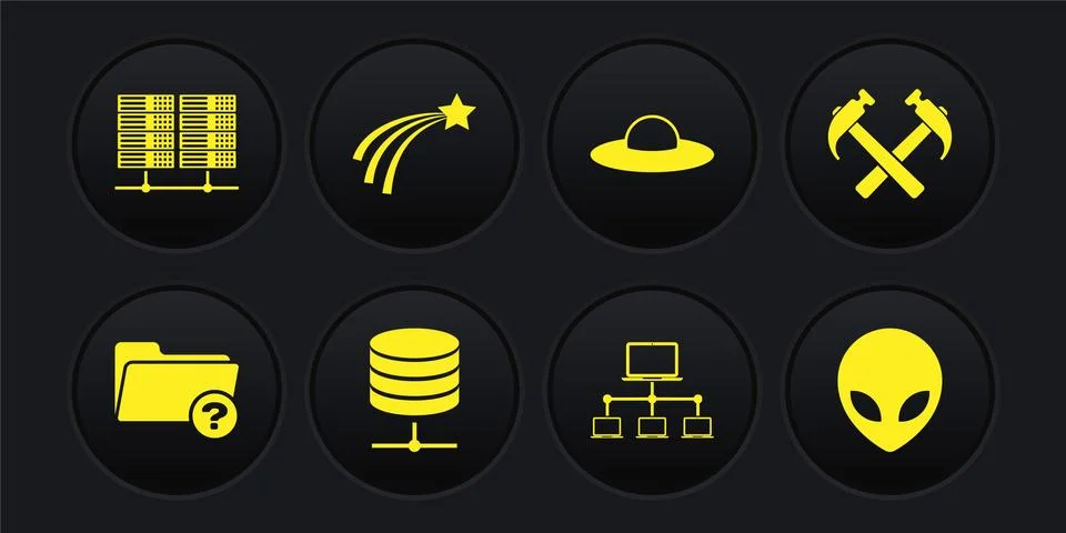 Set Unknown directory, Two crossed hammers, Server, Data, Web Hosting, Computer Stock Illustration