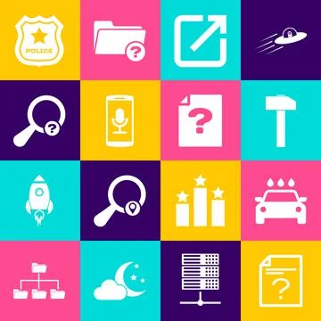Set Unknown document, Car wash, Hammer, Open in new window, Mobile recording and 스톡 일러스트