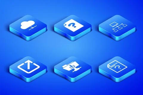 Set Unknown document, Network cloud connection, FTP folder download, Open in new Stock Illustration