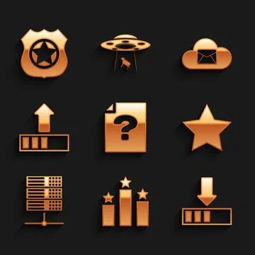 Set Unknown document, Ranking star, Loading, Star, Server, Data, Web Hosting and イラスト素材