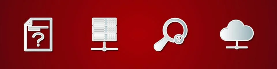 Set Unknown document, Server, Data, Web Hosting, search and Network cloud 스톡 일러스트