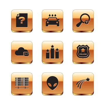 Set Unknown document, Server, Data, Web Hosting, Alien, Ranking star, Cloud mail 스톡 일러스트