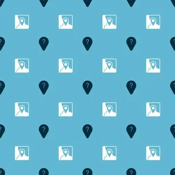 Set Unknown route point and Folded map with location marker on seamless pattern Stock Illustration