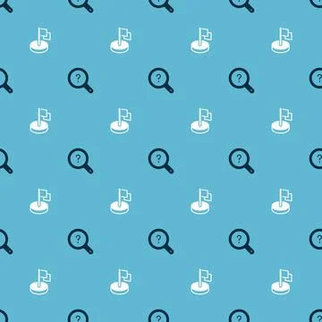 Set Unknown search and Flag on seamless pattern. Vector Stock Illustration