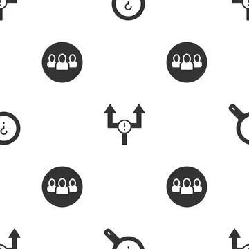 Set Unknown search, Arrow and Project team base on seamless pattern. Vector Stock Illustration