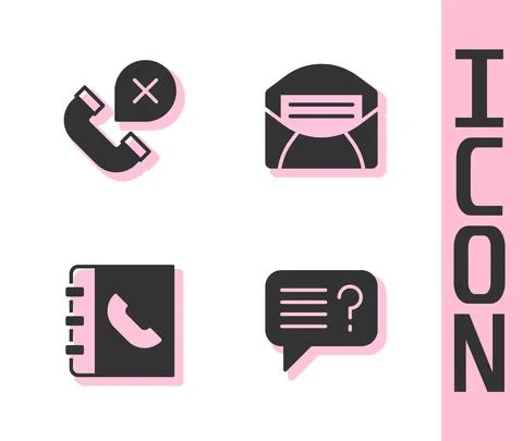 Set Unknown search, Declined or missed phone call, Phone book and Mail and e Stock Illustration
